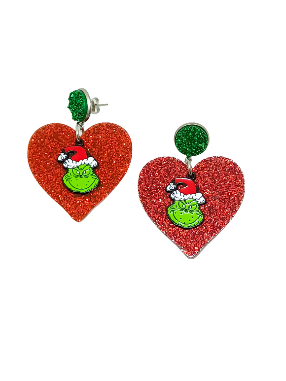 Pendientes corazones Grinch