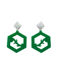 Pendientes argollas canarias hexagonales verdes