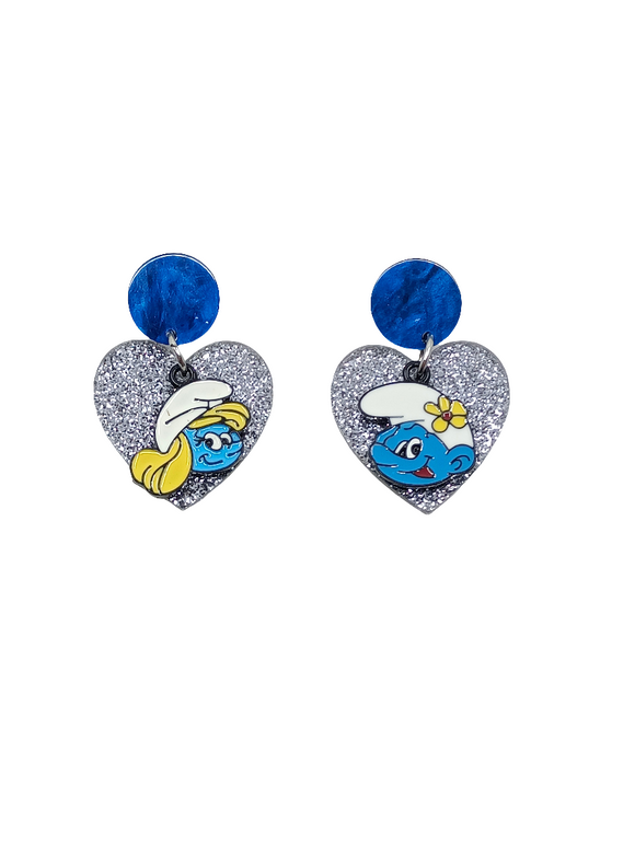 Pendientes Pitufo, Pitufina y corazón