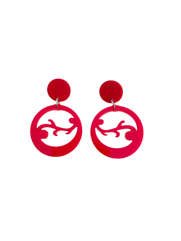 Pendientes argollas canarias rojas