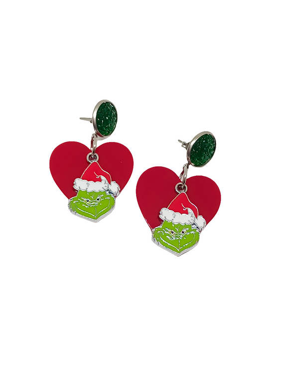 Pendientes corazones Grinch