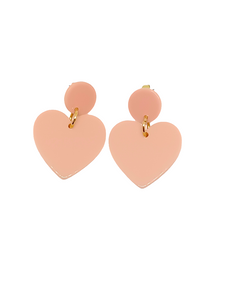 Pendientes Corazones rosa empolvado