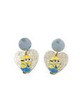 Pendientes Minion y corazón glitter