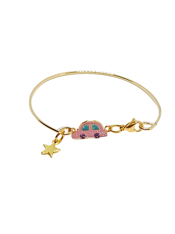 Pulsera dorada rígida Coche