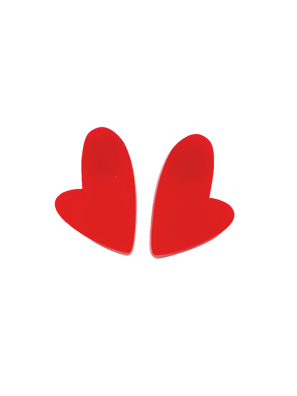 Red imperfect hearts earrings - custom made