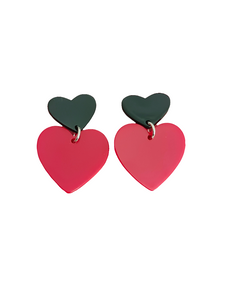 Pendientes Corazones rojos y negros