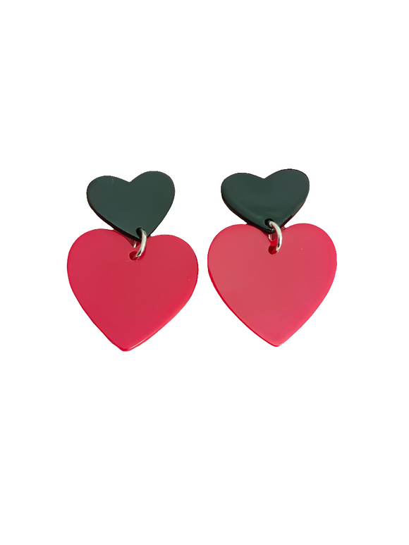 Pendientes Corazones rojos y negros