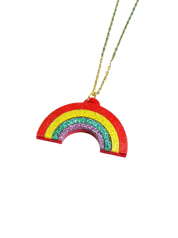 Rainbow glitter pendant 