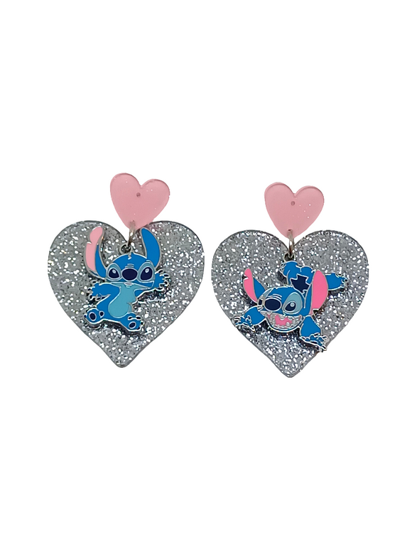 Pendientes corazones Stitch