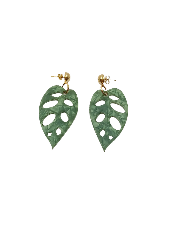 Pendientes Monstera Adansonii verde