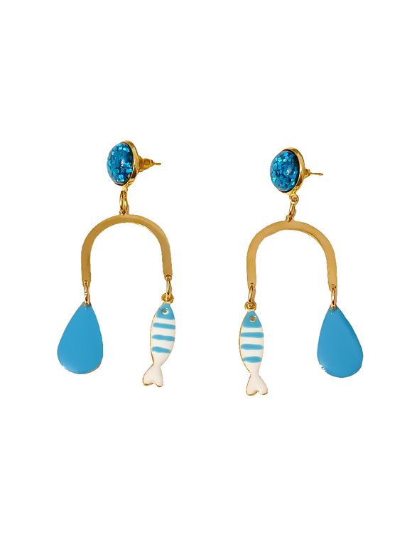 Pendientes Peces de rayas azules