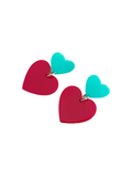 Pendientes Corazones rojos y turquesas