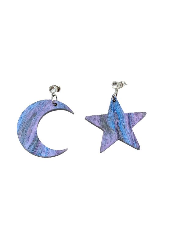 Pendientes Estrella y luna galaxia