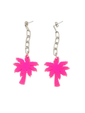 Pink neon palm trees earrings