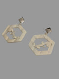Pendientes argollas canarias hexagonales blanco nacarado
