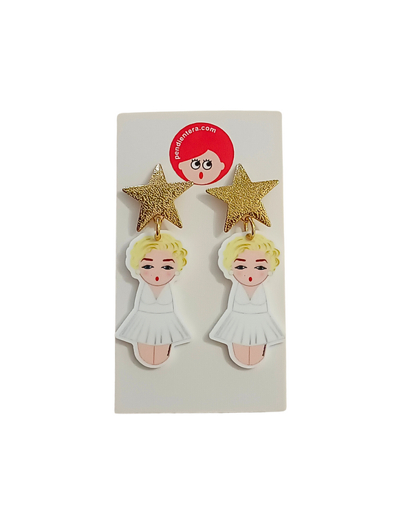 Pendientes Kokeshi Marilyn Monroe