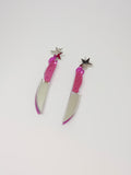 Pendientes Cuchillos espejo rosa