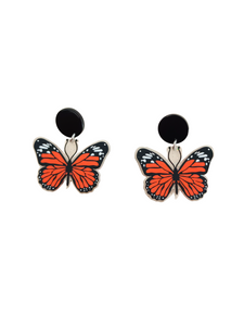 Pendientes Mariposa Monarca roja