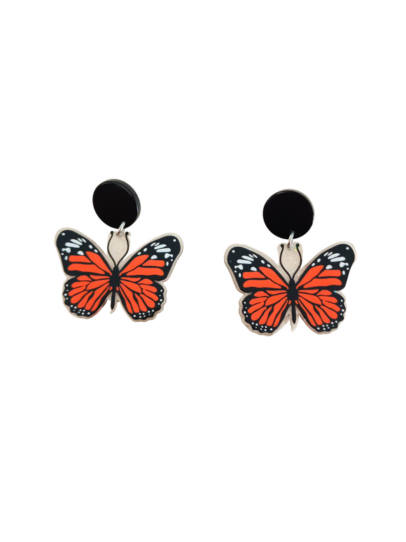 Pendientes Mariposa Monarca roja