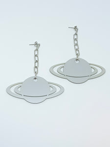 Silver Saturn earrings