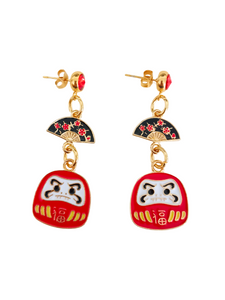 Pendientes Daruma y abanicos