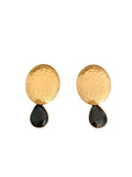 Pendientes glam Óvalos dorados y lágrimas negras