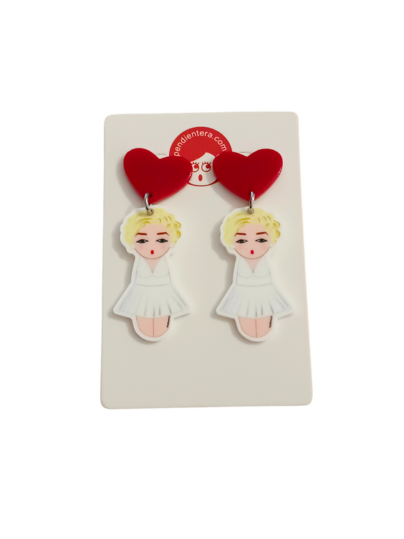 Pendientes Kokeshi Marilyn Monroe