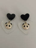 Pendientes Osos pandas y corazones transparentes