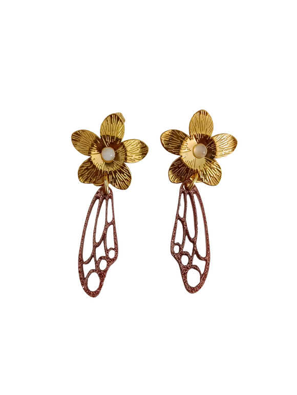 Pendientes Alas de hada y flores
