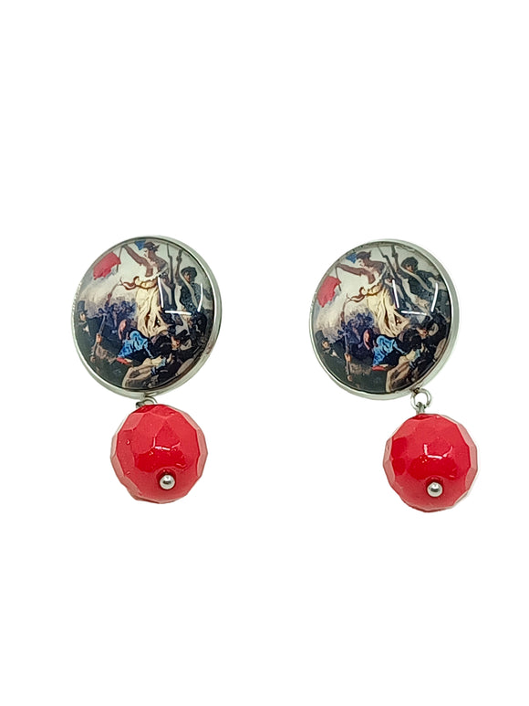 Pendientes La libertad guiando al pueblo de Delacroix