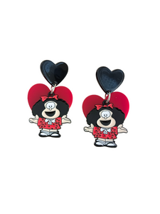 Pendientes Mafalda y corazones