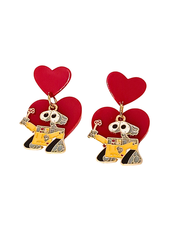Pendientes Wall-E y corazones