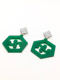 Pendientes argollas canarias hexagonales verdes