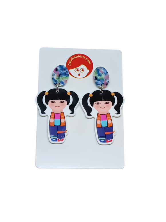 Pendientes Kokeshi Punky Brewster