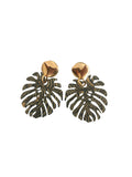 Pendientes Monstera deliciosa pequeña marrón