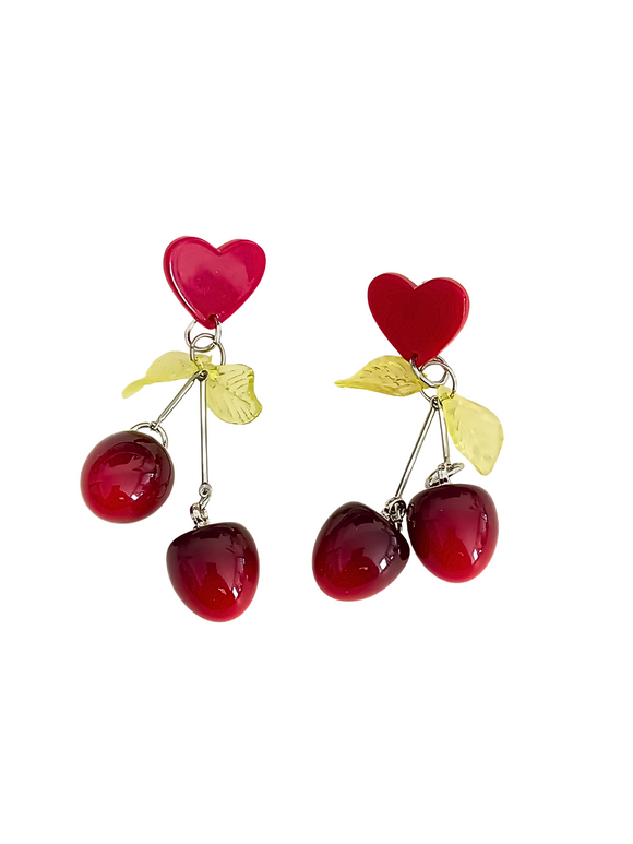 Pendientes Cerezas y corazones