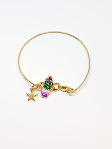 Pulsera dorada rígida Cactus