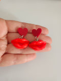 Pendientes Labios rojos y corazones