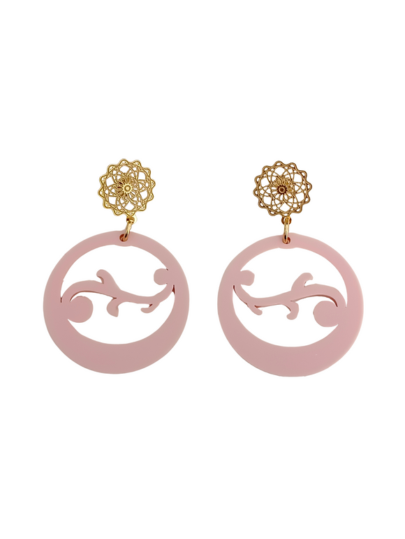 Pendientes argollas canarias rosas