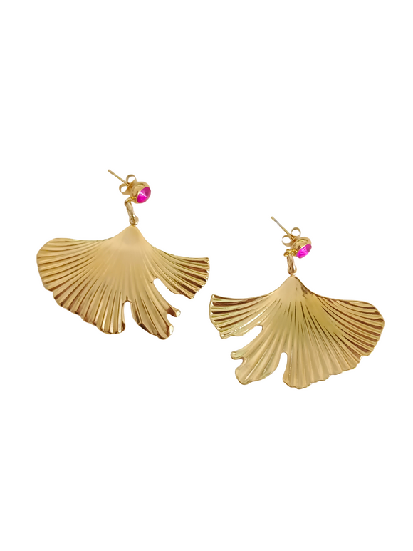 Pendientes Hojas de ginkgo doradas