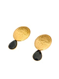 Pendientes glam Óvalos dorados y lágrimas negras