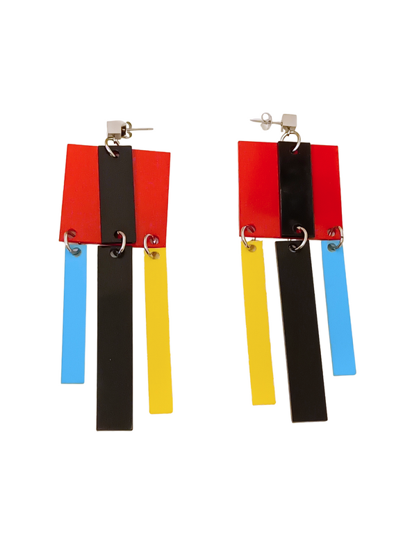 Pendientes maxi Composición de color estilo Mondrian