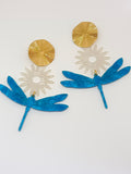 Blue dragonflies maxi earrings