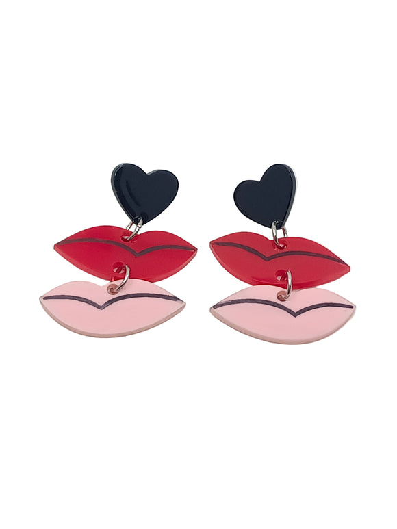 Pendientes Besos rojos y rosas