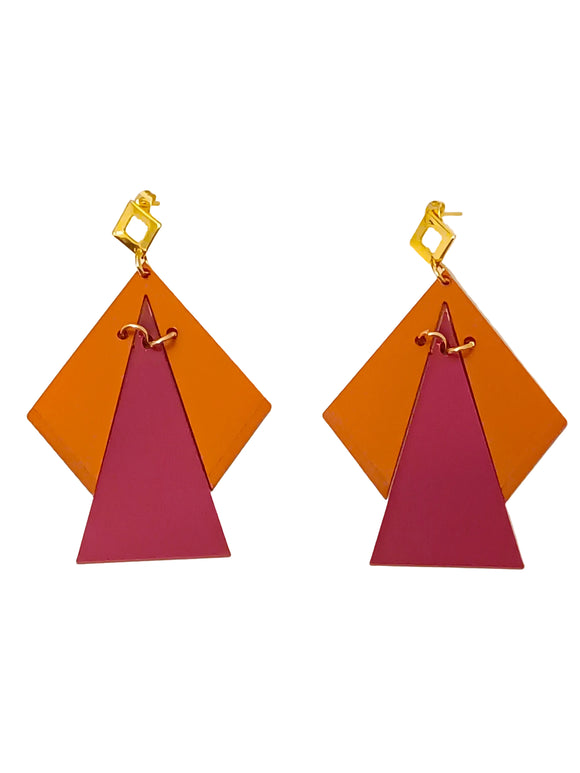 Pendientes Art déco cobre y granate