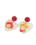 Pendientes Personajes juguetes y corazones transparentes