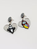 Jack and Sally Mirror Heart Earrings
