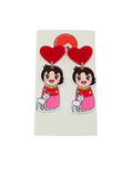 Heidi and Snowflake Kokeshi Earrings