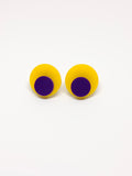 Pendientes Círculos bicolor amarillo y violeta