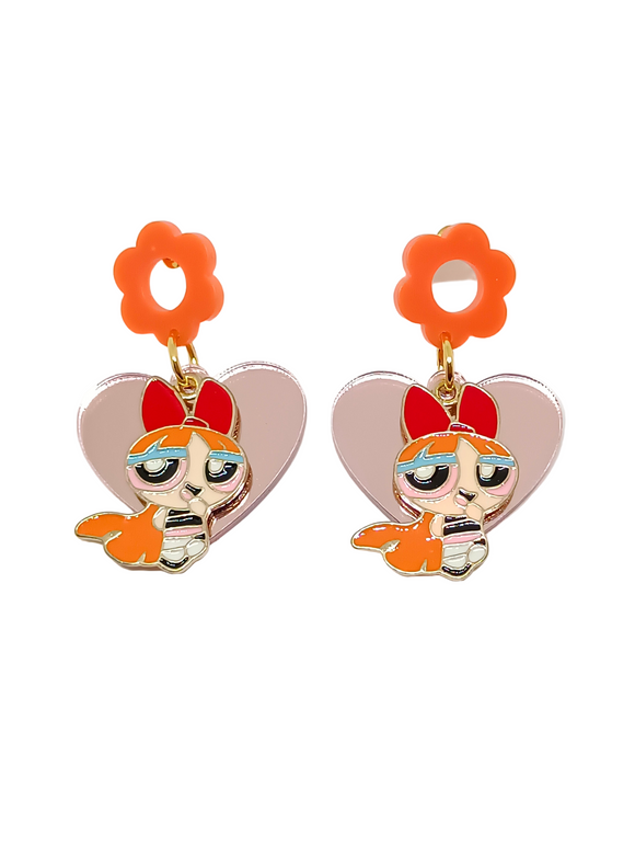 Powerpuff Girl Petal and Heart Earrings 